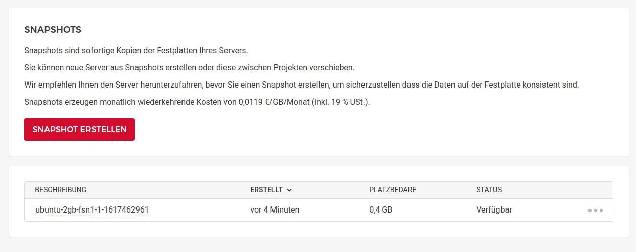 Snapshots are easy to create in the Hetzner Cloud, but can't be exported.