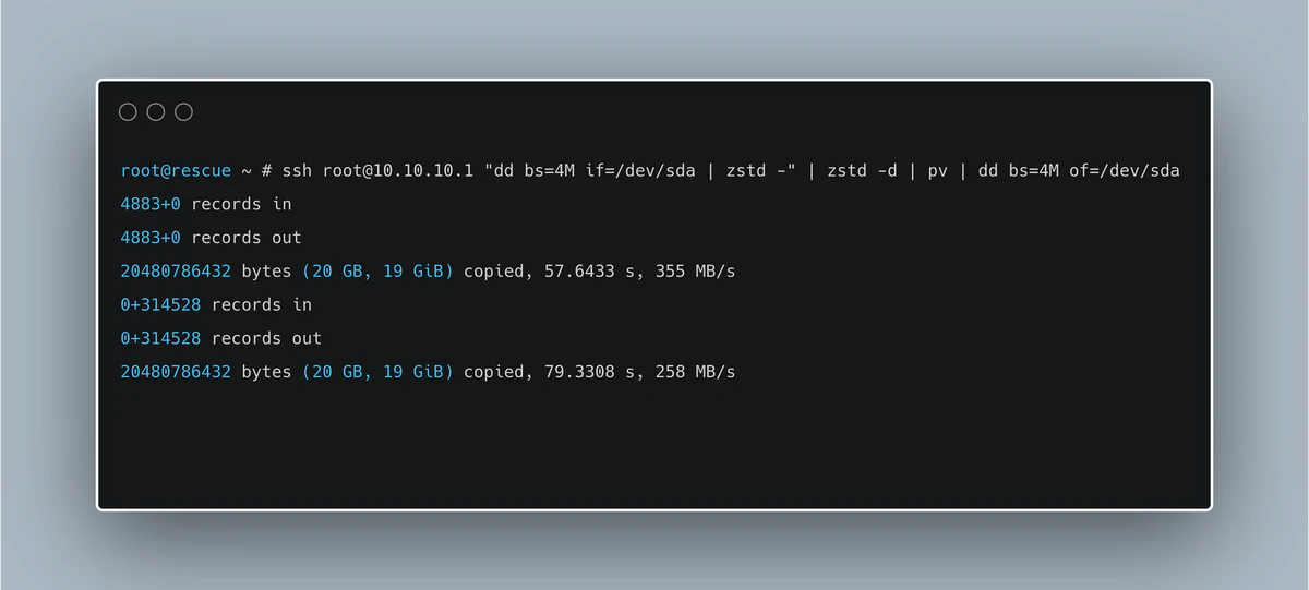Servermigration mit dd über SSH
